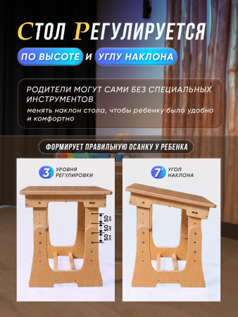 Стол и стул для занятий. Комплект детской мебели, в прозрачной ламинации