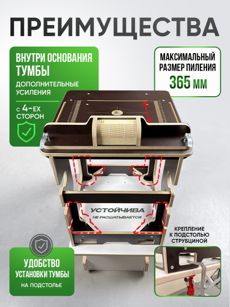 Верстак стационарный, для пилы и фрезера "Тумба"